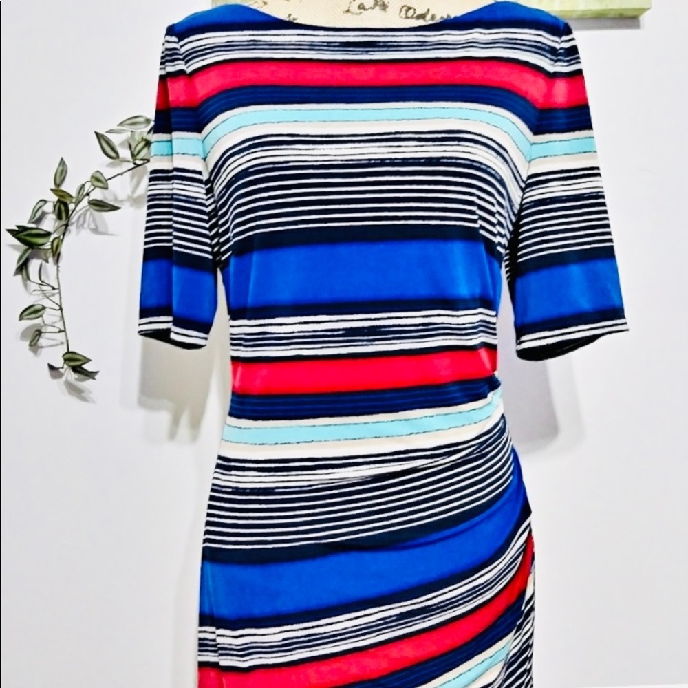 Anne Klein Blue Sheath Dress with Dolman Sleeves